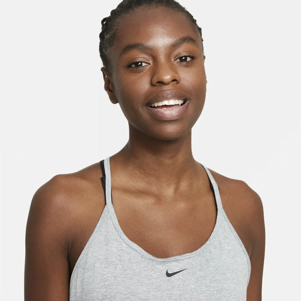 Nike One Elastika Tank Top Women Large Gray Standard Fit Racerback Active DAB299